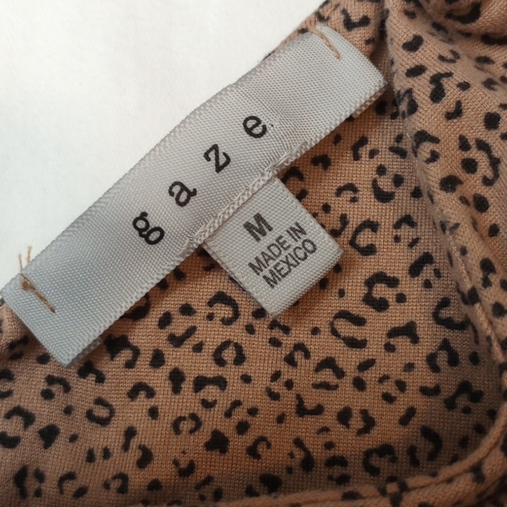 Gaze Womens Bodysuit Sz M Brown Leopard Fall Layering Base Autumn Halloween Soft - Picture 3 of 7